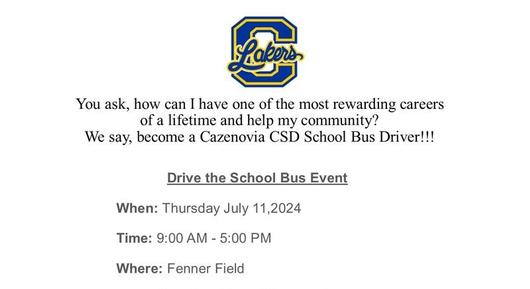 CCSD Holds 'Drive The School Bus ' Career Exploration Event July 11th