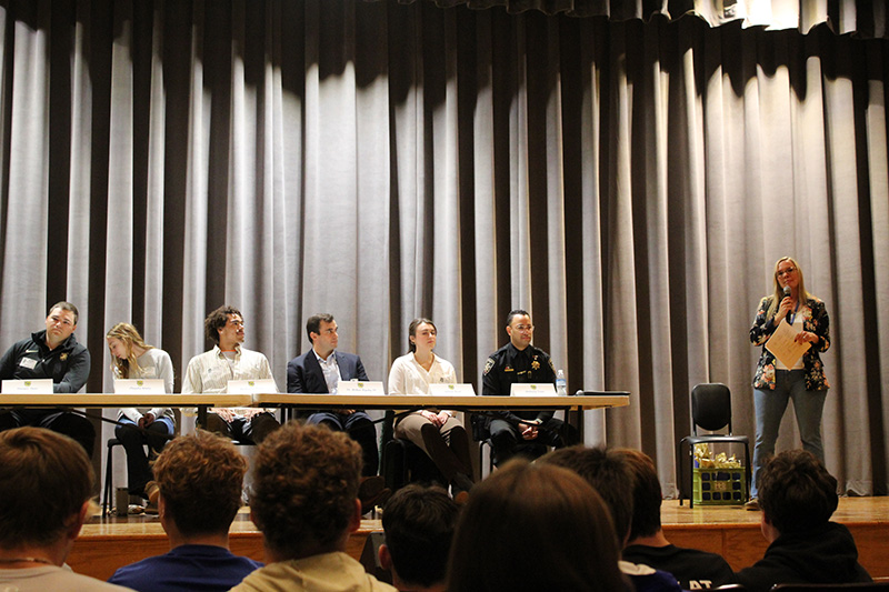 A panel of alum speak to students about their career journeys